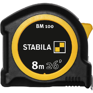 Stabila Taschenbandma BM 100, 8 m (26'), cm/inch-Skala-Beschreibung lesen