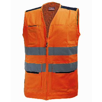 U-Power - Gilet multi fonctions orange haute visibilité SMART-Lire la description