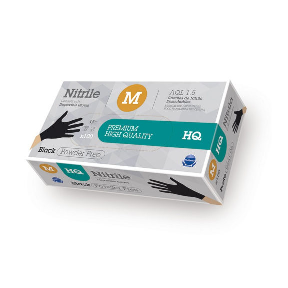 [100u] Guantes desechables 7.0g de nitrilo en color negro-Leer más