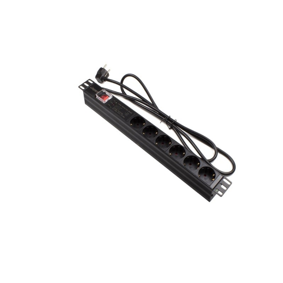 19 "6 x SCHUKO RACK STRACK avec commutateur et réseautage de protection-Lire la description