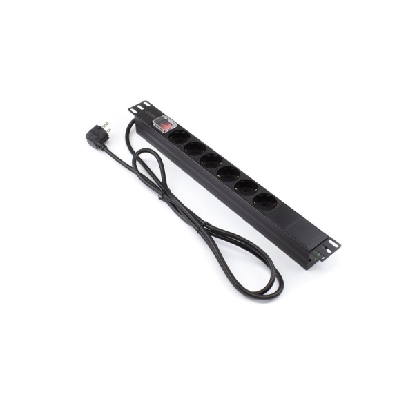 19 "6 x SCHUKO RACK STRACK avec interrupteur de réseautage-Lire la description