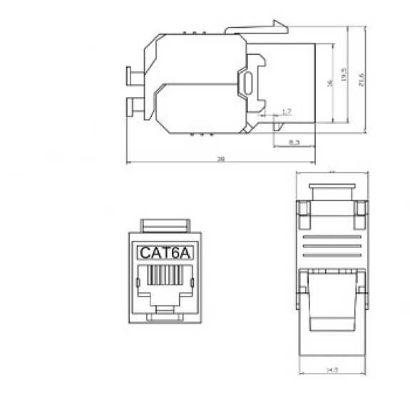 Módulo hembra RJ45 Cat 6A  FTP tipo Keystone  Networking-Leer más