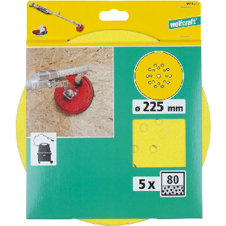 5 discos adhesivos de lijar Grano fino, grano 80  225 mm-Leer más