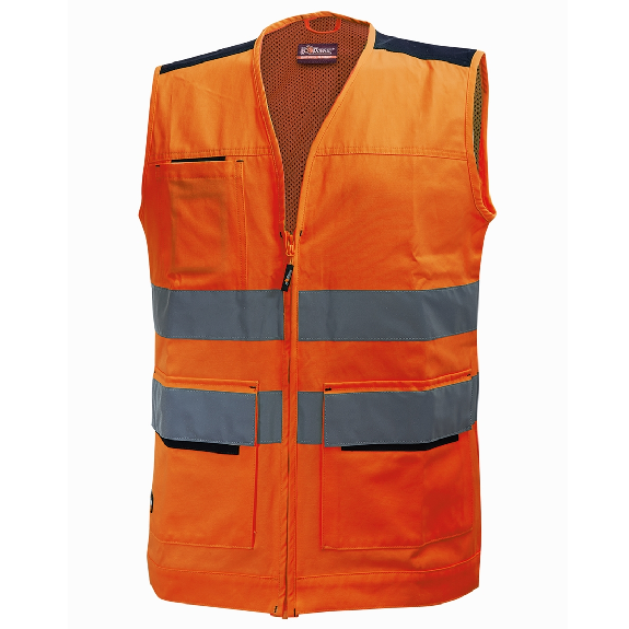 U-Power - Gilet multi fonctions orange haute visibilité SMART-Lire la description