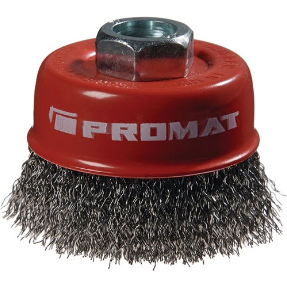 Topfbürste D. 80 mm Drahtstärke 0,3 mm Stahl 8500 min-¹ Topfbürste D. 80 mm Drahtstärke 0,3 mm Stahl 8500 min-¹-Beschreibung lesen
