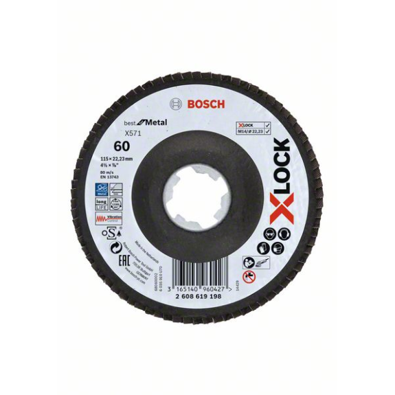 Bosch X-LOCK Fcherschleifscheibe, X571, Best for Metal, abgewinkelt 115 mm K-Beschreibung lesen