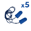 Paire de bouchons d'oreilles jetables - Sachet de 5 Pièces -35dB détectables - Avec cordon