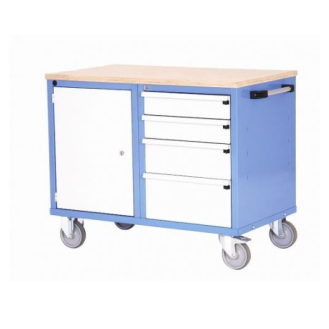Etabli mobile 1 porte 4 tiroirs charge 250 kg-Lire la description