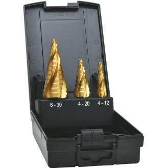 Stufenbohrer HSS TiN Set 4-fach Spiralnute 4-30 mm EXACT-Beschreibung lesen