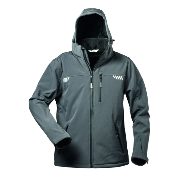 APOLLO SOFTSHELL-JACKE MIT FELL  GRAU/SCHWARZ, Gr.L-Beschreibung lesen