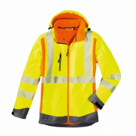 3475 Gr. 6XL  Warnschutz-Softshelljacke HOUSTON leuchtgelb/le-Beschreibung lesen