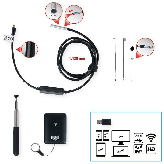 Vidéoscope Wifi avec sonde Ø 5,5 mm 0° HD 8 pcs-Lire la description