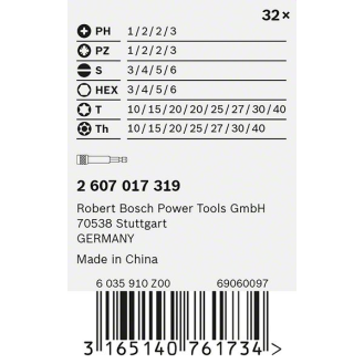 Set de 32 puntas de atornillar BOSCH PH1 - 2607017319-Leer más