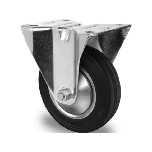 Bockrolle  Rad-D. 80 mm Tragfähigkeit 70 kg Vollgummi Platte L105xB80 mm-Beschreibung lesen
