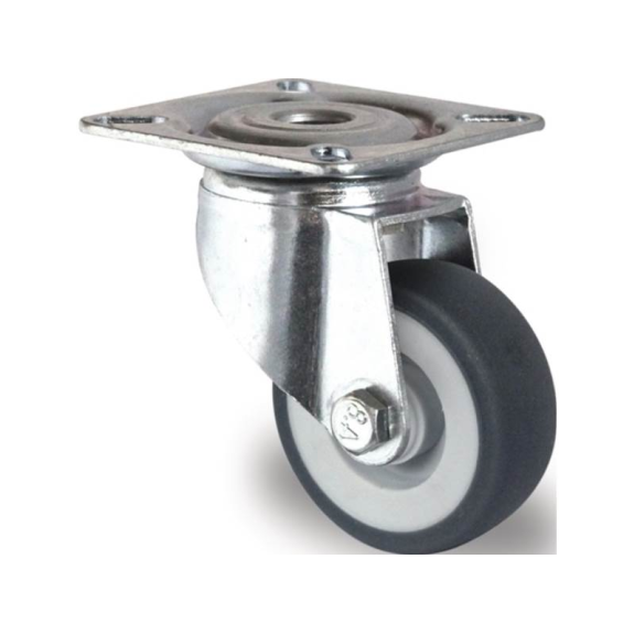 Lenkrolle  Rad-D. 50 mm grau Tragfähigkeit 50 kg mit Anschraubplatte The-Beschreibung lesen