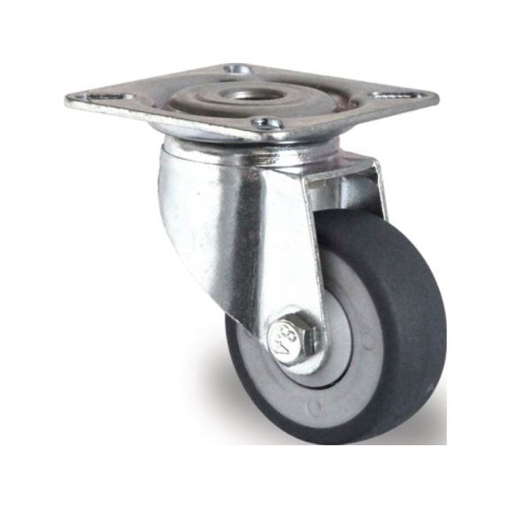 Lenkrolle Rad-D. 75 mm Tragfähigkeit 75 kg mit Anschraubplatte Gummi gr Lenkrolle Rad-D. 75 mm Tragfähigkeit 75 kg mit Anschraubplatte Gummi gr-Beschreibung lesen