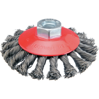 Cepillo cónico ATORN 115 mm diámetro, M14 alambre trenzado V2A, 0,5 mm-Leer más