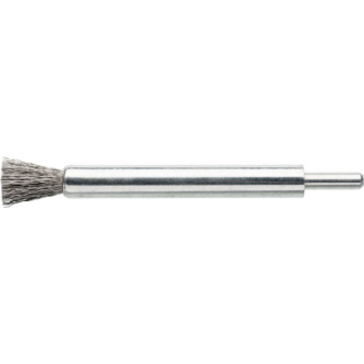 Cepillo metálico, brocha ATORN, Ø 10 x 100 mm, eje 6 mm, alam. V2A crimp. 0,3 m-Leer más