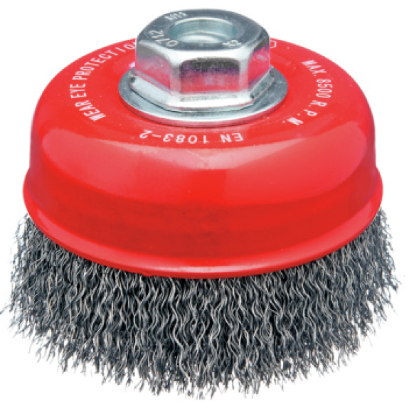Brosse à vis à vis, 100 mm de diamètre, M14 ALAMB. Acier ondulé de 0,3 mm-Beschreibung lesen