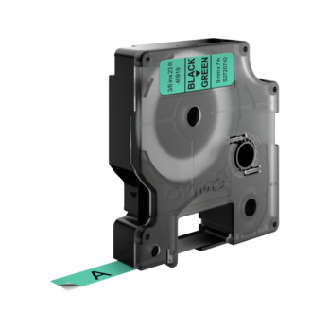 Cinta de etiquetado DYMO 9 mm x 7 m, negro sobre verde-Leer más