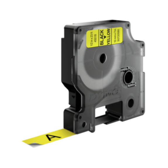 Cinta de etiquetado DYMO 12 mm x 7 m, negro sobre amarillo Cinta de etiquetado DYMO 12 mm x 7 m, negro sobre amarillo-Leer más