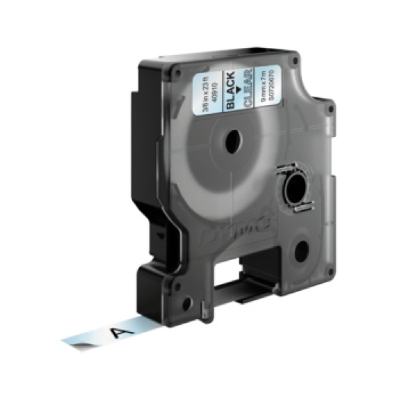 Cinta de etiquetado DYMO 9 mm x 7 m, negro sobre transparente Cinta de etiquetado DYMO 9 mm x 7 m, negro sobre transparente-Leer más