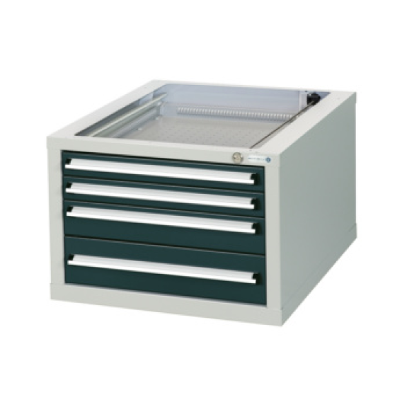 Blocco cassetto per banco da lavoro HK con 4 cassetti a estrazione completa, 410x570x680mm, RAL 7035/7016-Leggi tutto