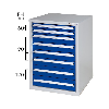Armario bajo HK GS 8, 800x570x680 mm con 8 cajones ext. compl. RAL 7035/7016