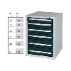 Armario bajo HK GS 6, 800x570x680 mm con 6 cajones ext. compl. RAL 7035/7016