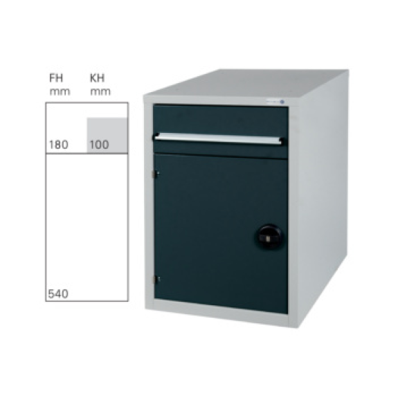 Arm. bajo HK GK 1, 800x570x680 mm, 1 cajón ext. compl., 1 puerta, RAL 7035/7016-Leer más