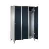 Armario, 3 compartimentos, 400 mm con patas 1850x1200x500 mm, RAL 7035/7016