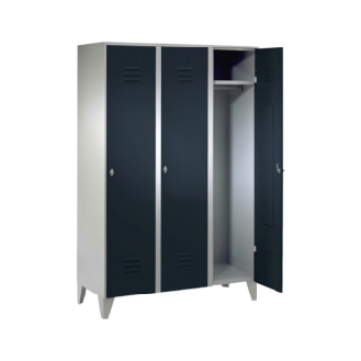 Armario, 3 compartimentos, 400 mm con patas 1850x1200x500 mm, RAL 7035/7016-Leer más
