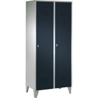 Armario, 2 compartimentos, 400 mm con patas 1850x800x500 mm, RAL 7035/7016-Leer más