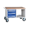 Carro banco trab. HK, 850x1150x700 mm, 4 caj. tot. extensible, RAL 7035/5010