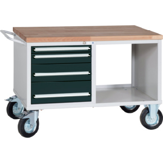 Carro banco trab. HK, 850x1150x700 mm, 4 caj. tot. extensible, RAL 7035/7016-Leer más