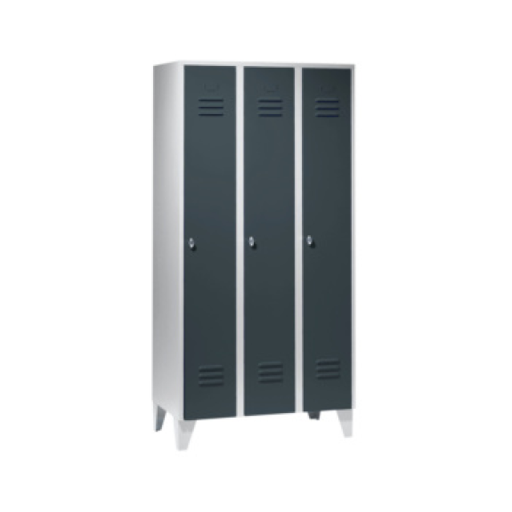 Armario, 3 compartimentos, 300 mm con patas 1850x900x500 mm, RAL 7035/7016 Armario, 3 compartimentos, 300 mm con patas 1850x900x500 mm, RAL 7035/7016-Leer más