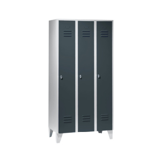 Armario, 3 compartimentos, 300 mm con patas 1850x900x500 mm, RAL 7035/7016-Leer más