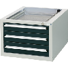 Bloque de cajones HK, modelo G 3, 410x570x680mm con 3 ext. compl., RAL 7035/701