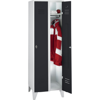 Armario, 2 compartimentos, 300 mm con patas 1850x600x500 mm, RAL 7035/7016-Leer más