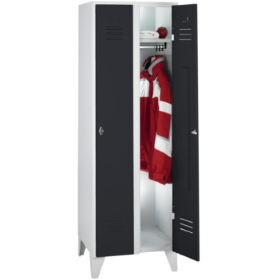Armario, 2 compartimentos, 300 mm con patas 1850x600x500 mm, RAL 7035/7016 Armario, 2 compartimentos, 300 mm con patas 1850x600x500 mm, RAL 7035/7016-Leer más