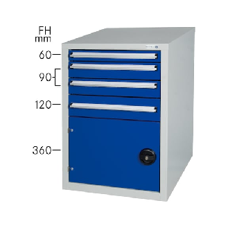 Armario bajo de banco de trabajo con 4 cajones y 1 puerta, 800x570x680 mm-Leer más