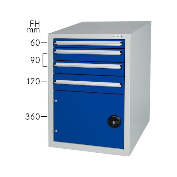 Armario bajo de banco de trabajo con 4 cajones y 1 puerta, 800x570x680 mm-Leer más