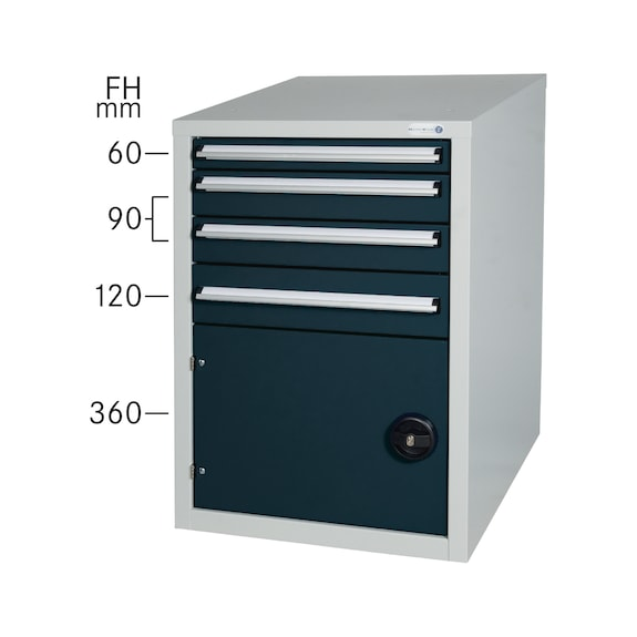 Armario bajo de banco de trabajo con 4 cajones y 1 puerta, 800x570x680 mm-Leer más