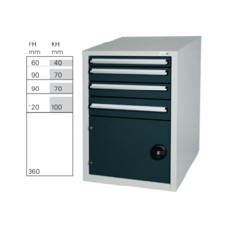 Armario bajo de banco de trabajo con 4 cajones y 1 puerta, 800x570x680 mm-Leer más