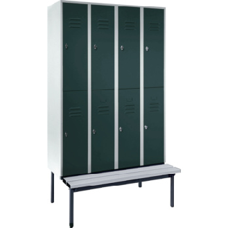 Armario bastidor inferior banco, 4 compartim., 300mm, 8 estantes, RAL 7035/7016-Leer más