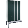 Armario bastidor inferior banco, 4 compartim., 300mm, 8 estantes, RAL 7035/7016