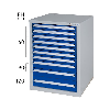 Armario bajo HK GS 10, 800x570x680 mm con 10 cajones ext. compl. RAL 7035/7016