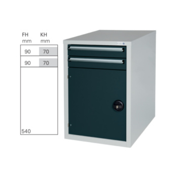 Armadietto da lavoro in acciaio con 2 cassetti e 1 porta, 800x570x680 mm-Leggi tutto