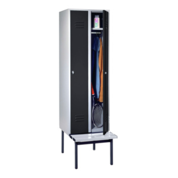 Armario bastidor inferior de banco, 2 compartimentos, An: 300 mm, RAL 7035/7016 Armario bastidor inferior de banco, 2 compartimentos, An: 300 mm, RAL 7035/7016-Leer más