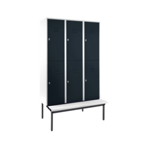 Armario 3 compartim., 400 mm, 6 estantes, RAL 7035/7016-Leer más